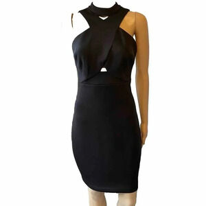 Y2k GUESS Los Angeles Black Crisscross Cut Out Party Sheath Bodycon Dress 2